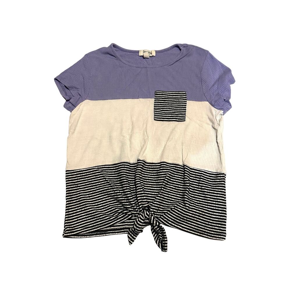 Speechless Kids Colorblock Stripe Tie Front Top Girls Size L Large